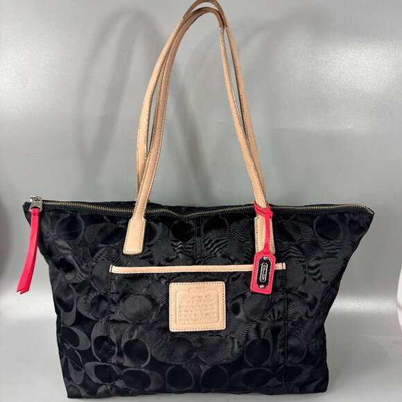 Coach #24862 Legacy Weeknd Signature Black Nylon East West Tote - Picture 1 of 13